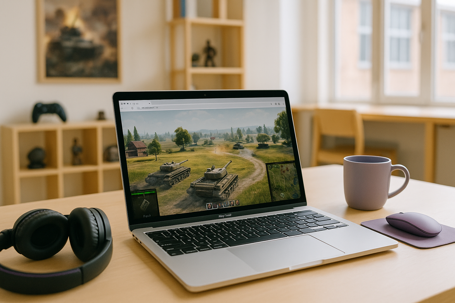 Player enjoying world of tanks for mac through cloud gaming