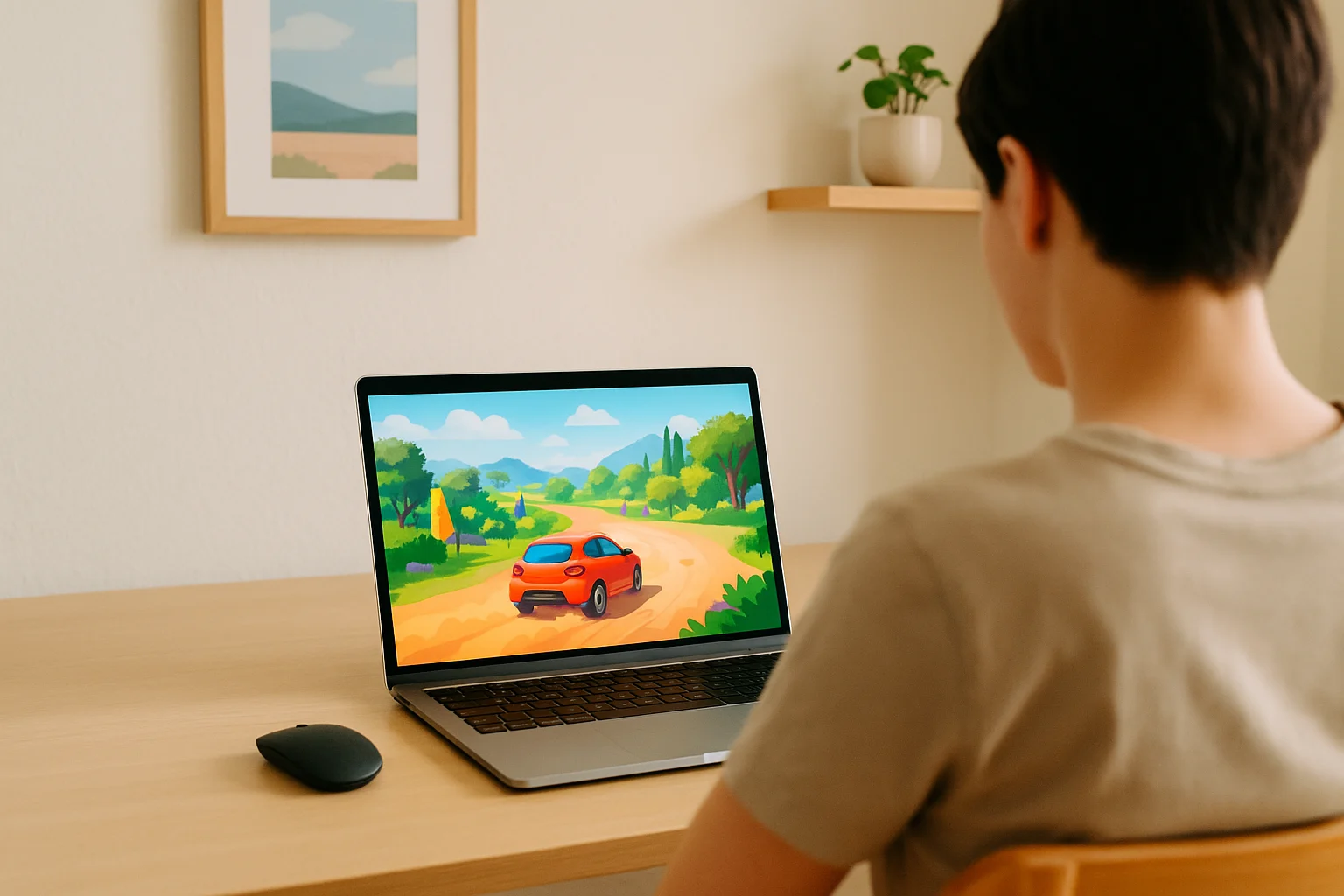 Player using forza horizon 5 cloud gaming on a laptop through browser streaming