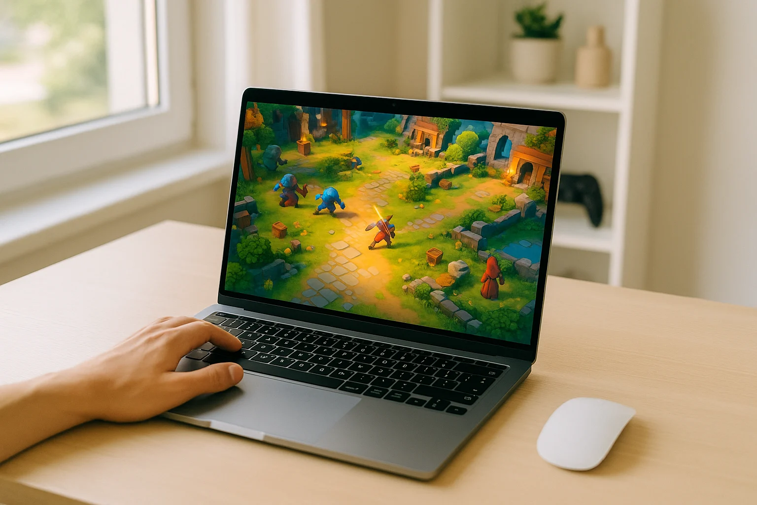 Player accessing Baldur's Gate online through a browser-based cloud gaming setup