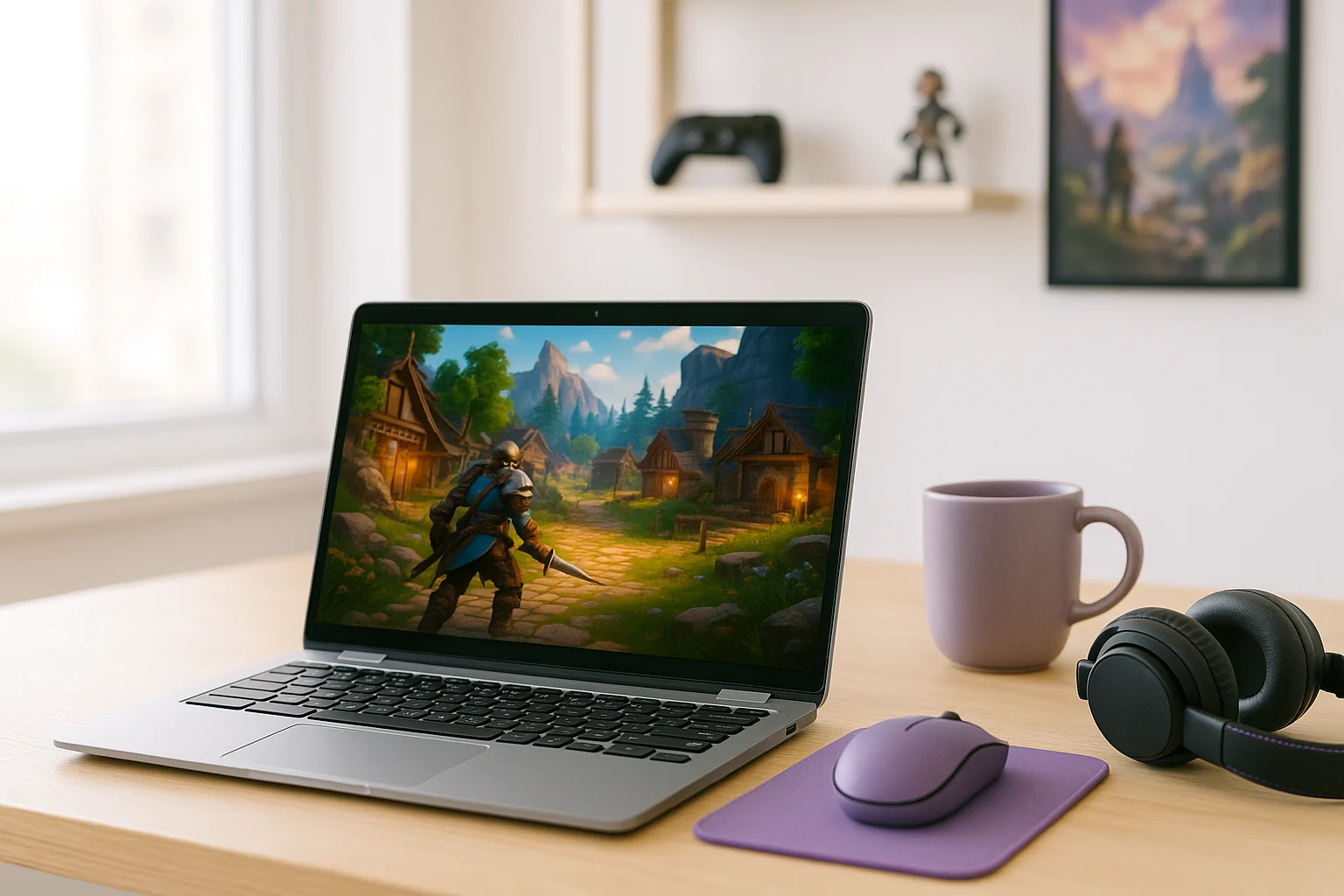 Why Cloud Gaming Chromebook Matters on This Device - Chromebook with a popular PC game in office