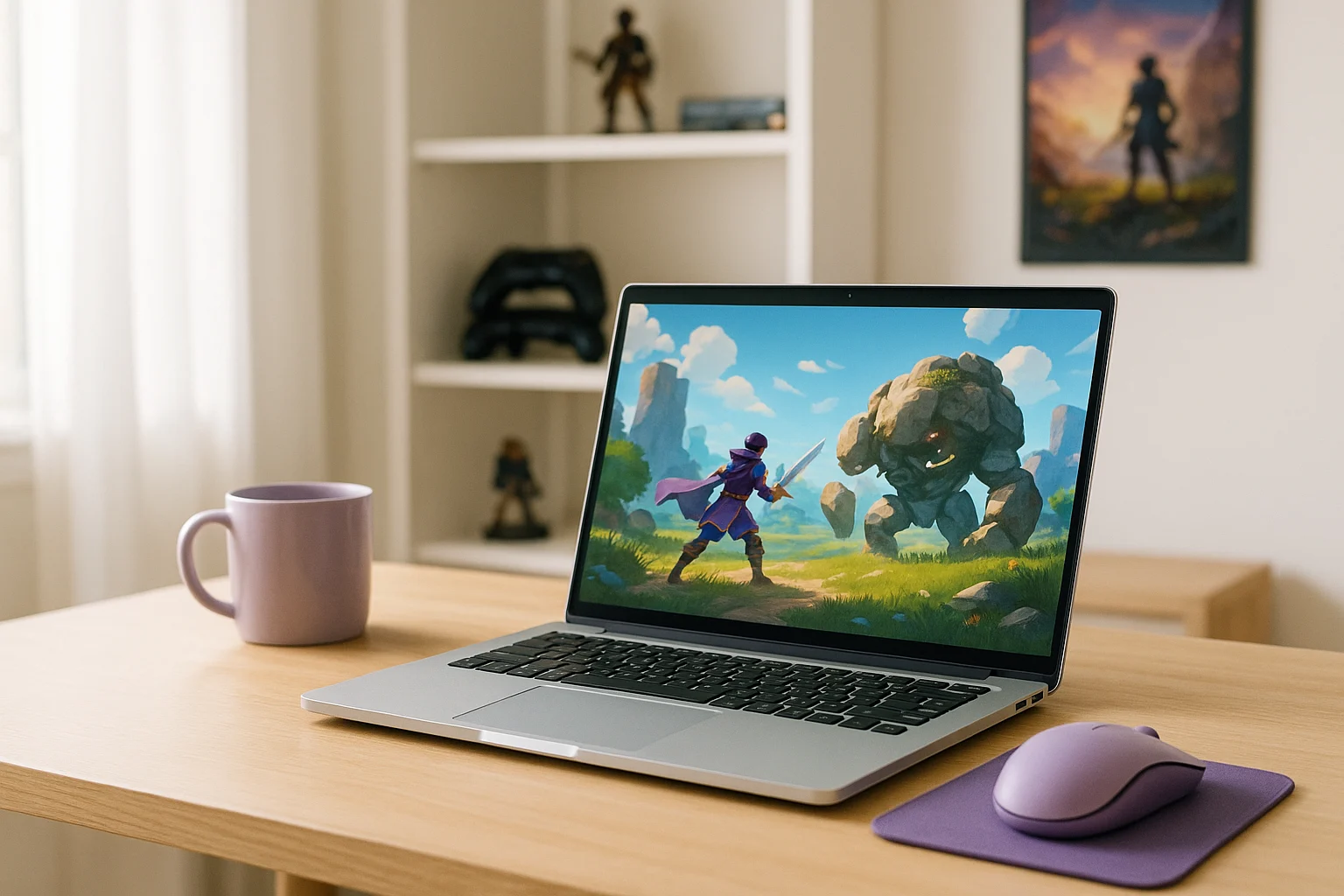 Why a Chrome Cloud Game Setup Appeals to PC Players - modern laptop with a popular PC game in home
