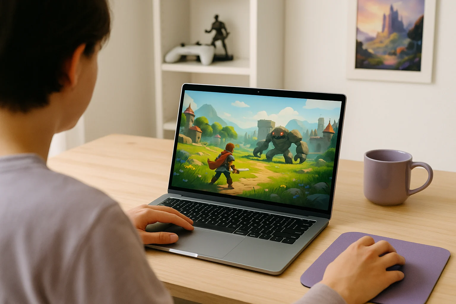 How Chrome Cloud Game Access Works With Aristeem Play - using modern laptop with a popular PC game