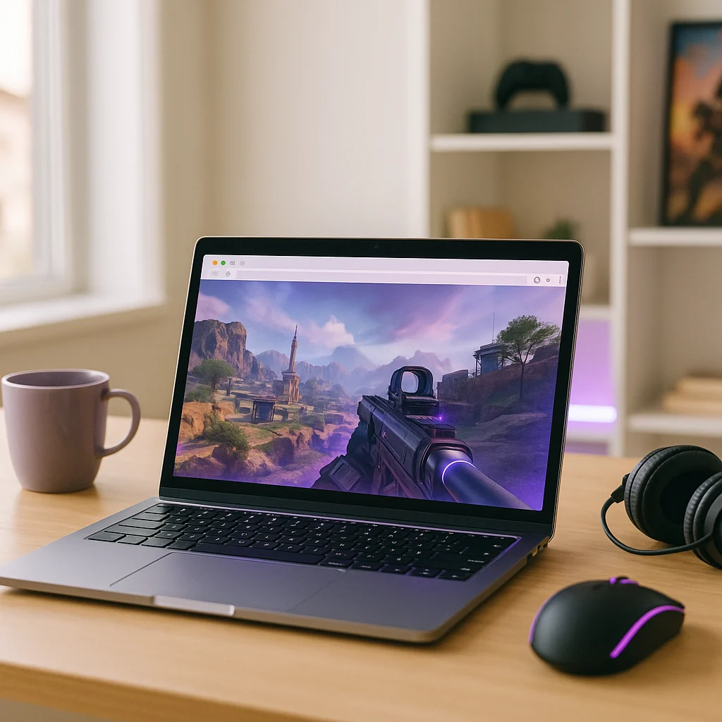 Player accessing apex legends online game through a browser-based cloud gaming setup