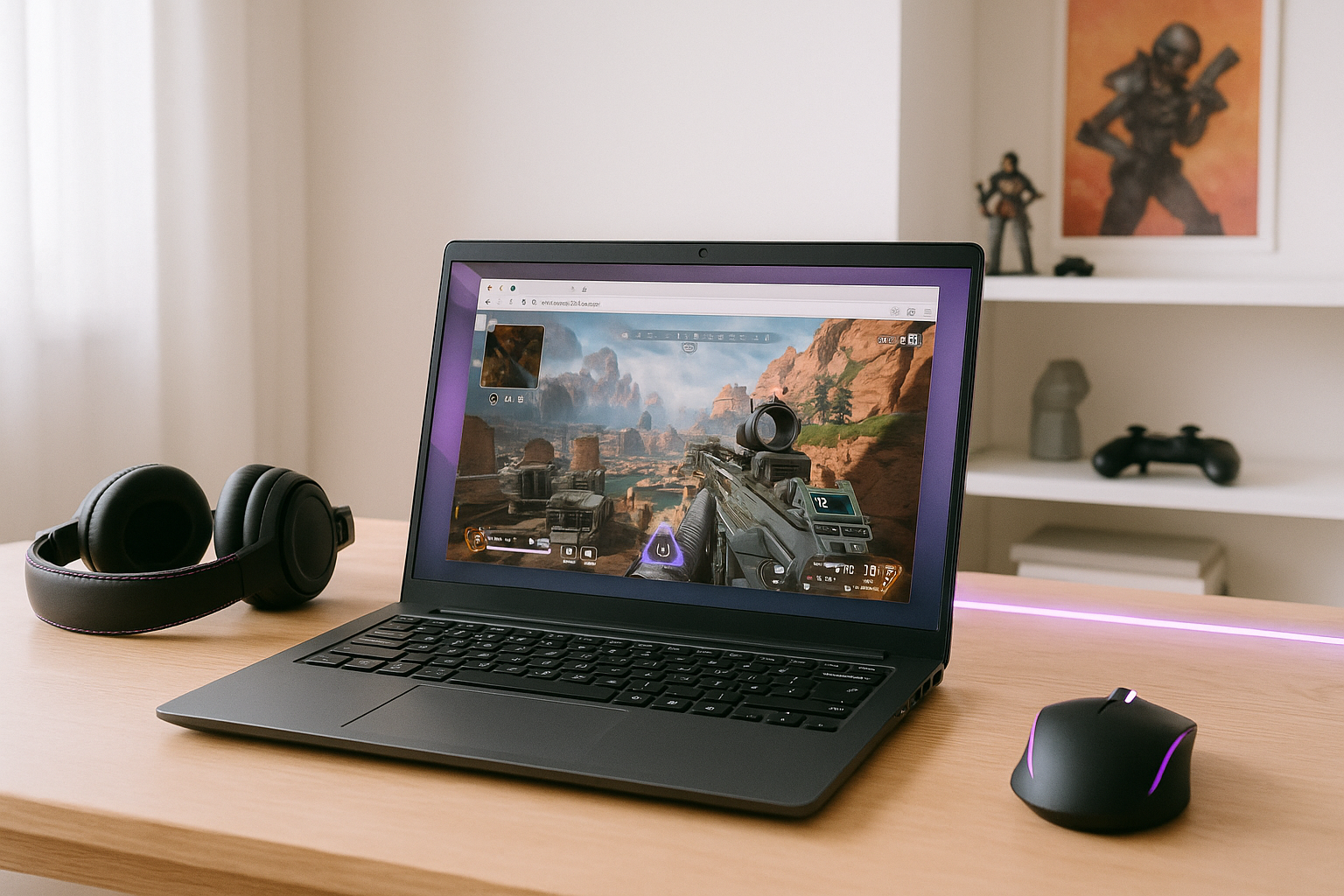 Why Apex Legends Linux Setup Feels Uncertain - Linux laptop with Apex Legends in kitchen