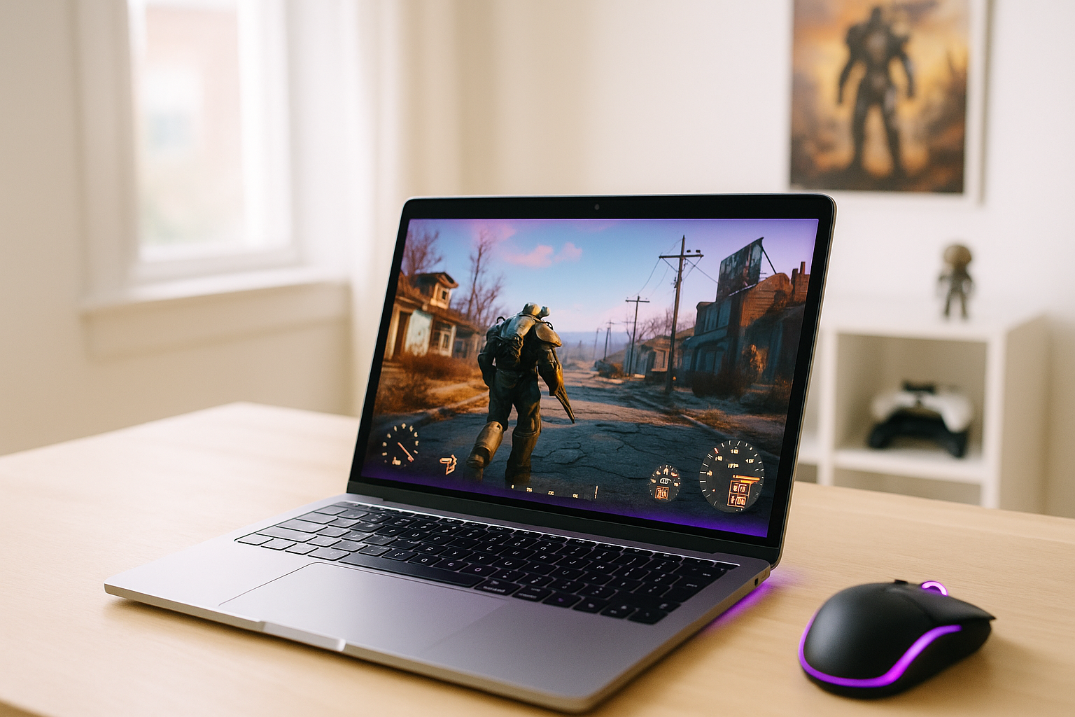 Why Mac Fallout 4 Is Still a Frustrating Setup - MacBook with a popular PC game in home
