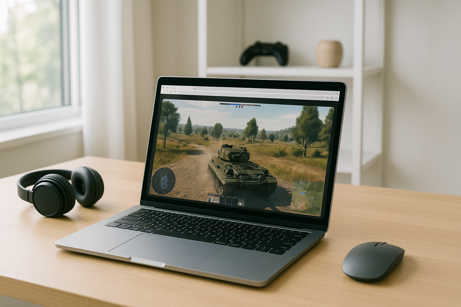 Player starting war thunder online play through a browser-based cloud gaming setup