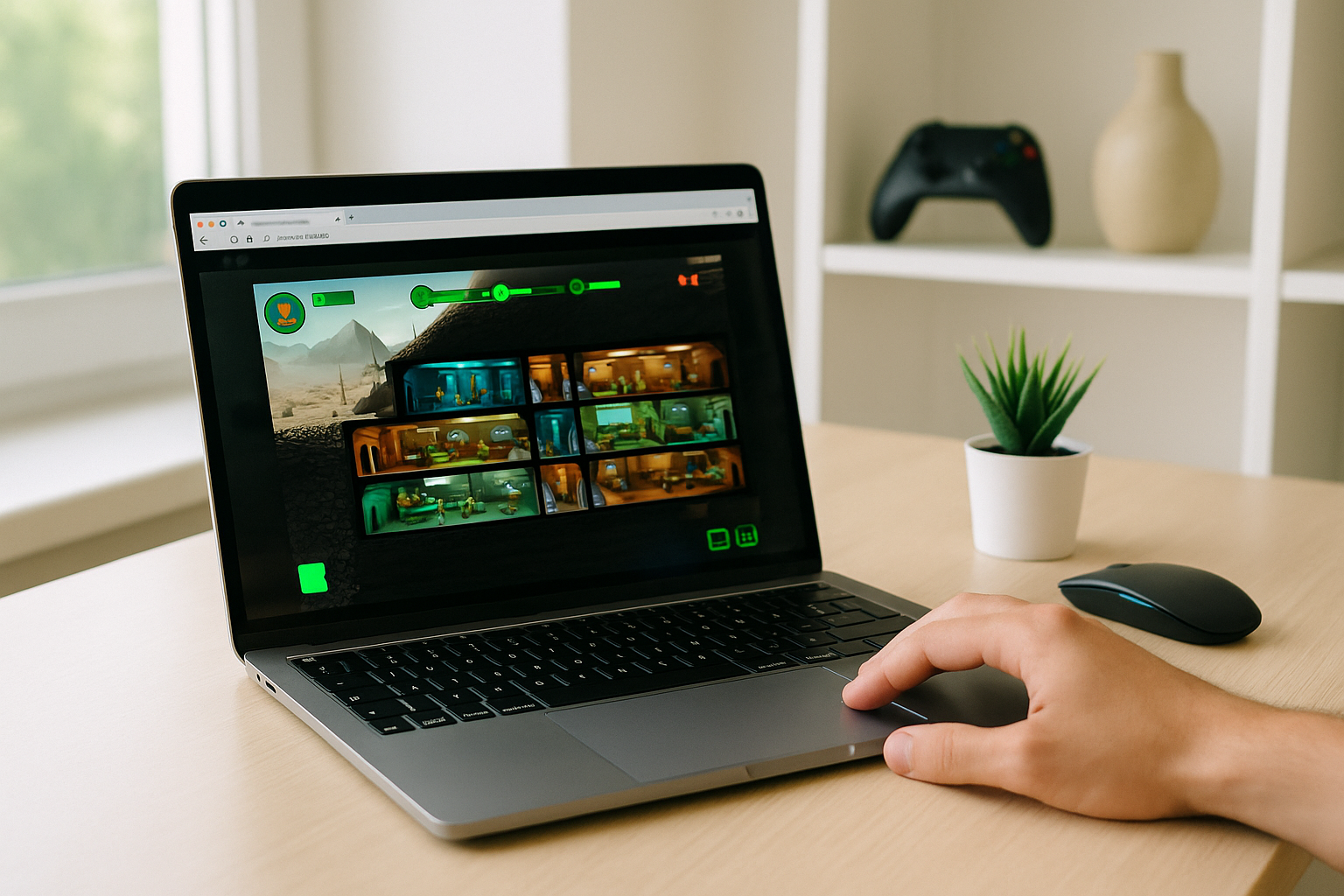 Player accessing Fallout 4 online through cloud gaming on a browser-based setup