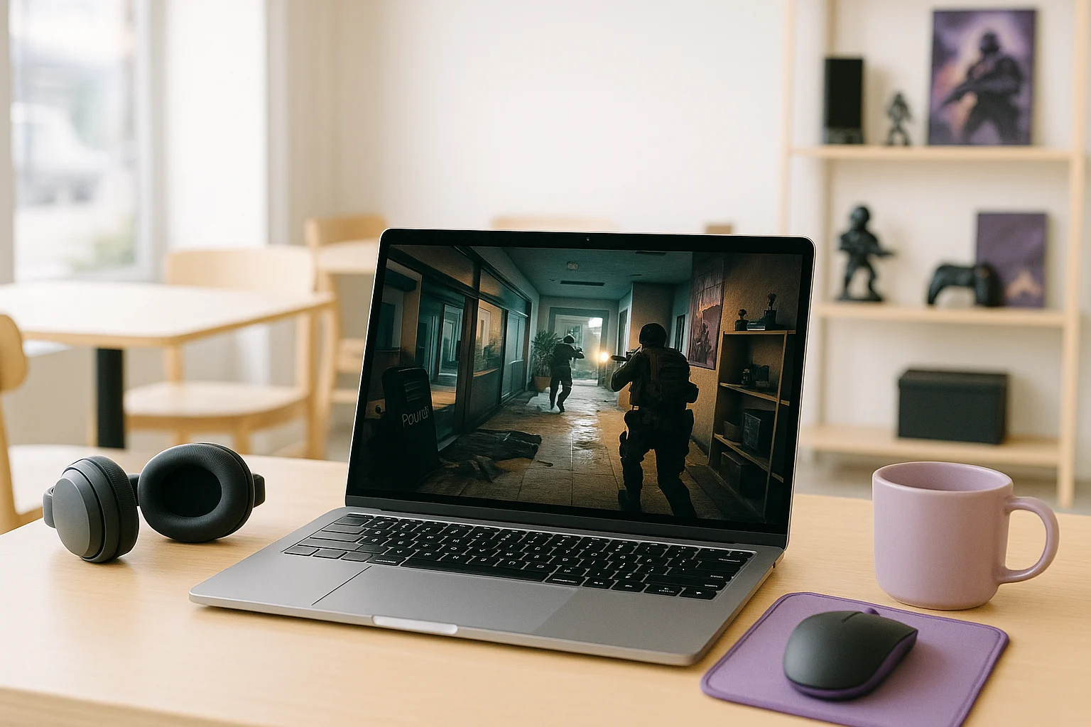 Why Ready or Not Online Multiplayer Appeals to Players Who Want Fast Access - modern laptop with a popular PC game in café