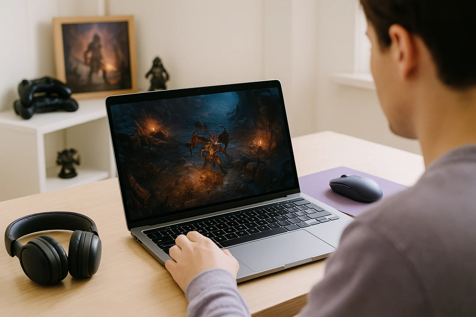 Using Diablo 4 Cloud Gaming Through Aristeem Play - using modern laptop with a popular PC game