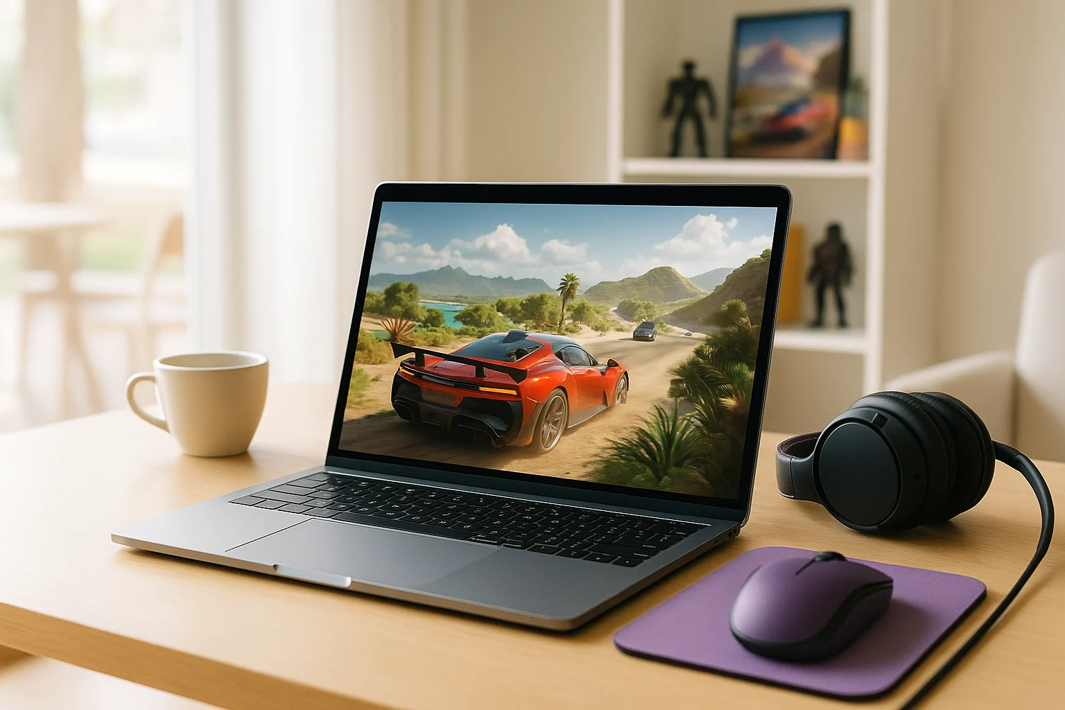 Why Forza Horizon 5 on Mac Is Difficult Locally - MacBook with a popular PC game in café