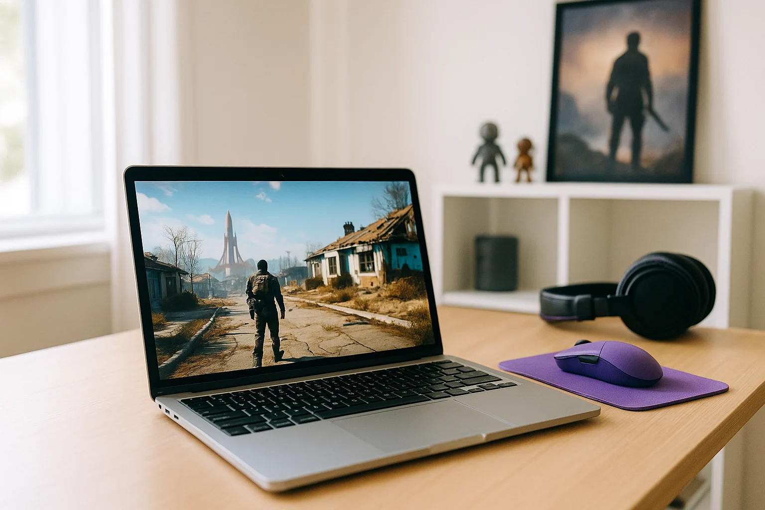 Why Linux Fallout 4 Takes Extra Work - Linux laptop with a popular PC game in home