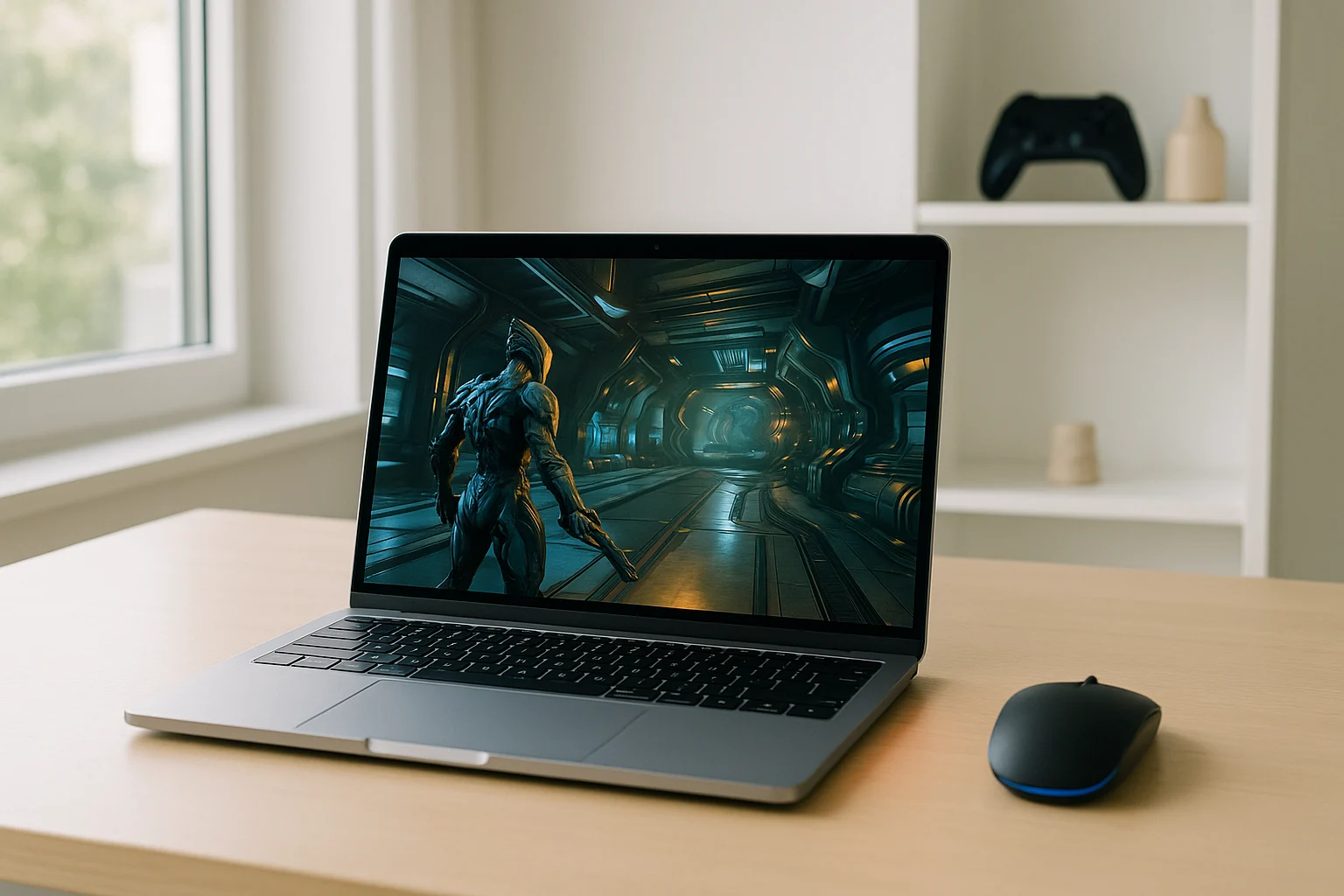 Player starting Warframe online through cloud gaming on a browser-based setup
