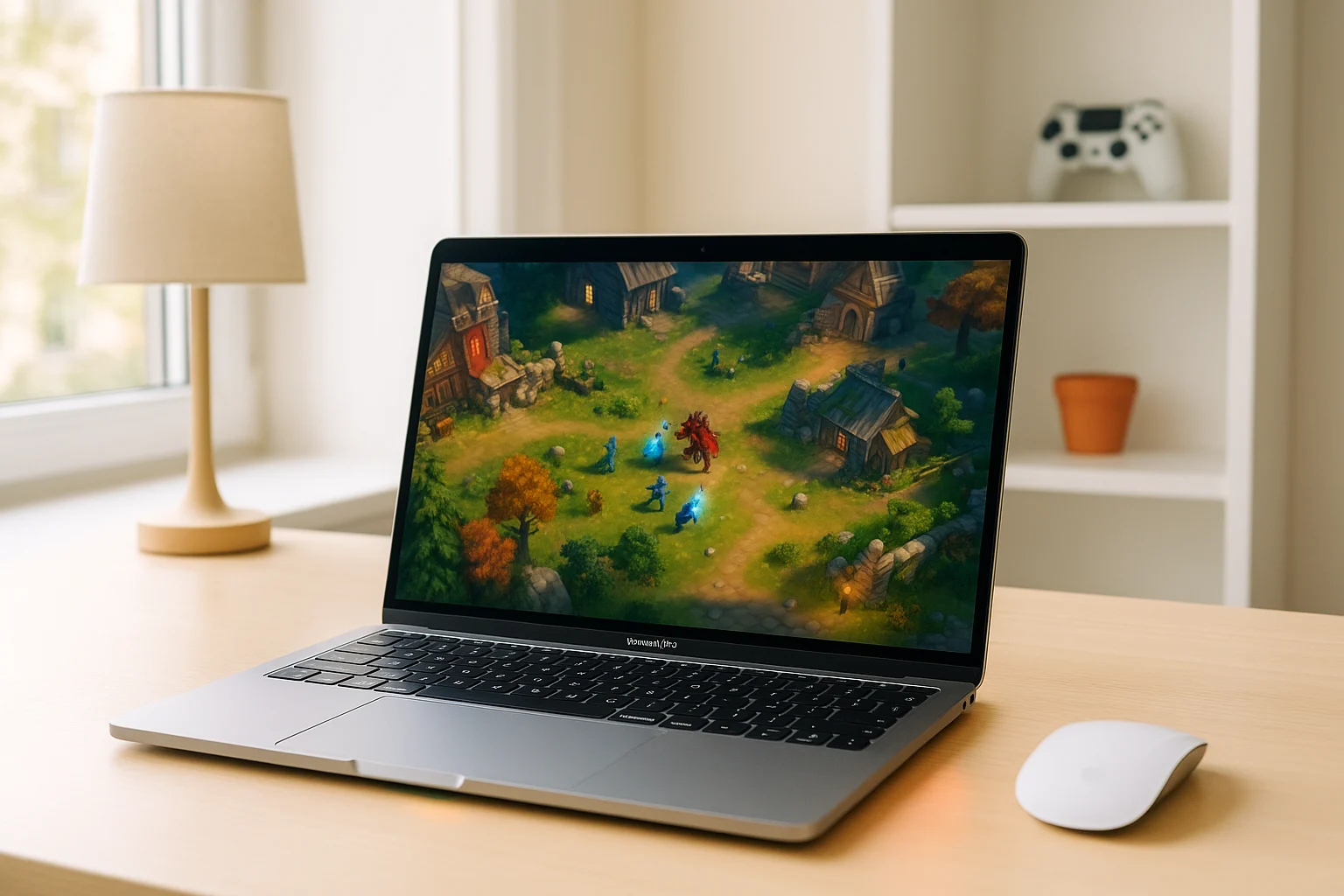 Diablo 4 Mac gameplay on a MacBook through a cloud gaming service